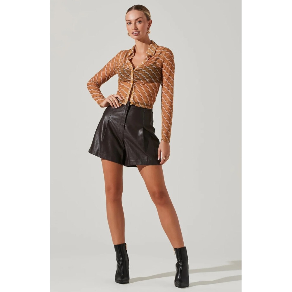 ASTR the label Wilma Faux Leather Short in Dark‎ Brown size S NWOT